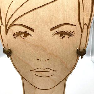 Vintage Brass Saddle Stud Earrings, Cowgirl Equestrian Rider Country